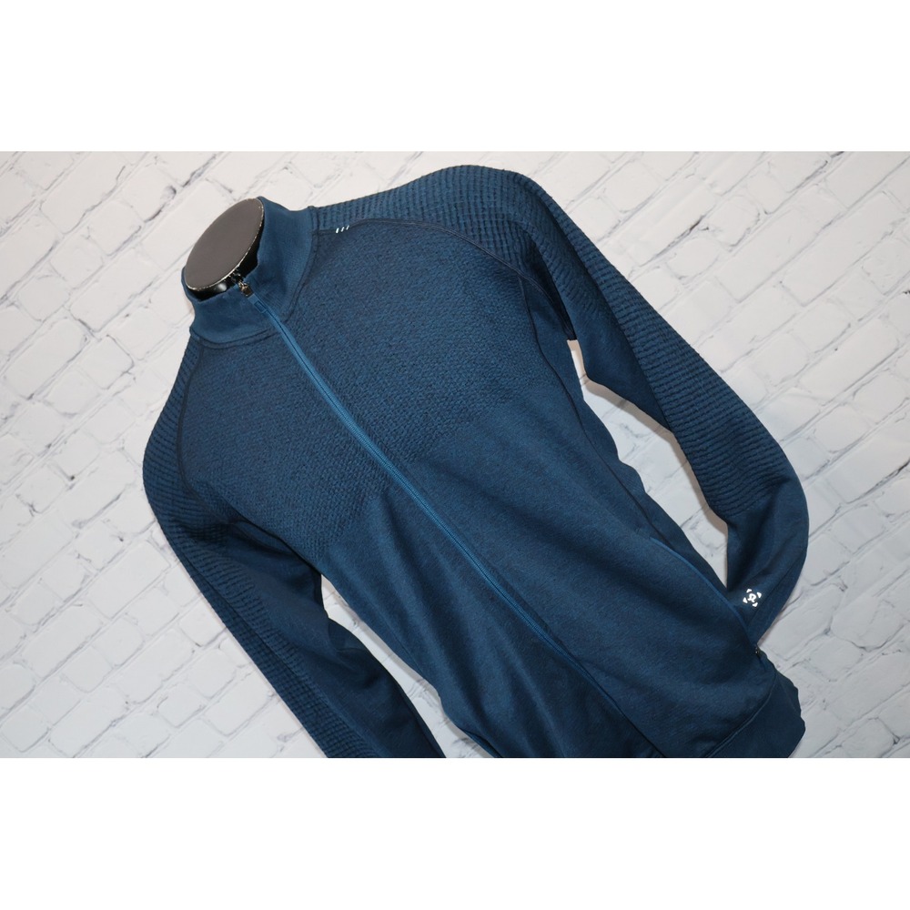 Lululemon Engineered Warmth Jacket Men XXL Blue Merino Wool Full Zip Textured